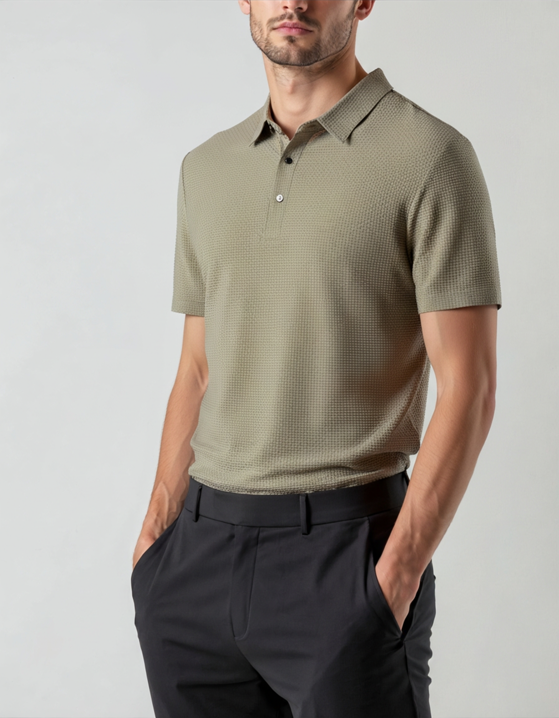 Luxurious polo shirt with shirt collar