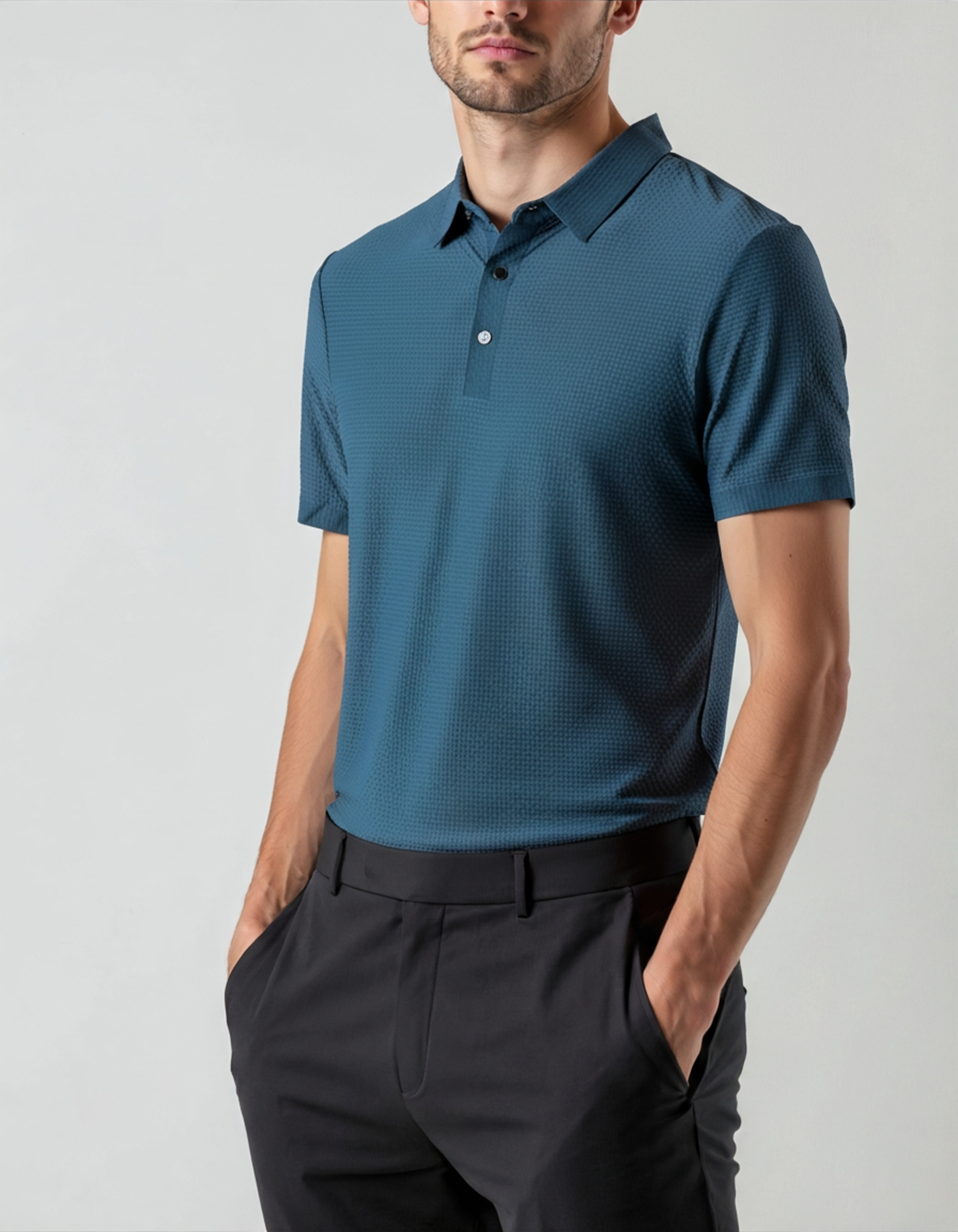 Luxurious polo shirt with shirt collar